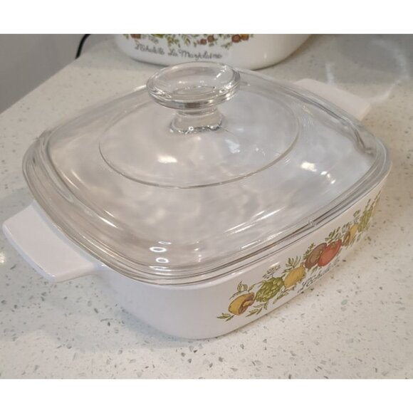 Vintage Corning Ware Spice of Life L’Echalote A-1-B 1Qt Dish Lid Metal Trivet - Picture 11 of 16